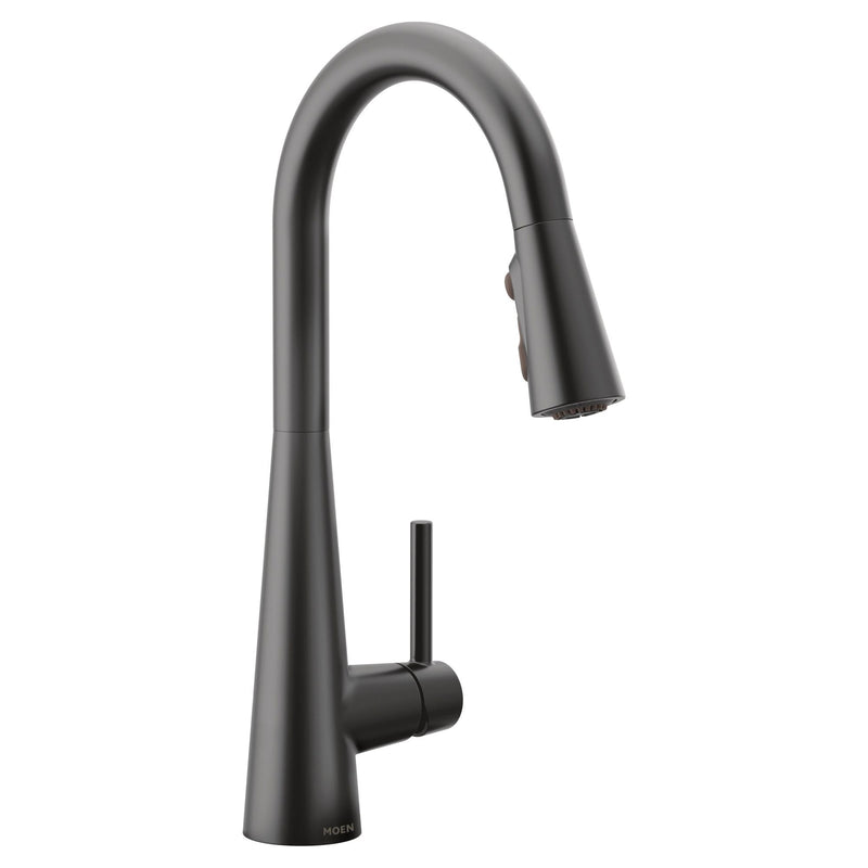 Sleek Single Handle High Arc Pull Down Sprayer Kitchen Faucet with Power Boost, Matte Black B6A4