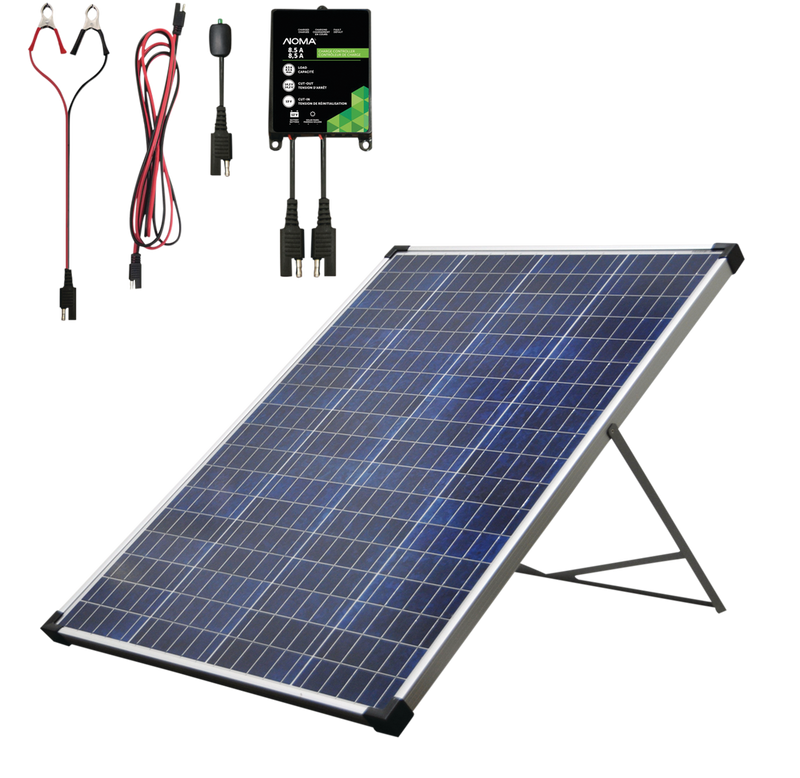 100 Watt, 12V Crystalline Solar Panel Kit with Stand and Charge Controller A6G3